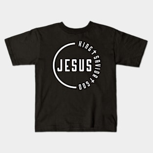 Jesus: King, Savior, God Christian Logo Kids T-Shirt